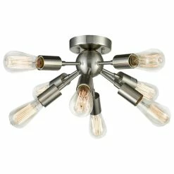 Promo 🌟 Mooseled Milano Sputnik Ceiling Light 8-light Flush Mount Fixture, Brushed Nickel 😀