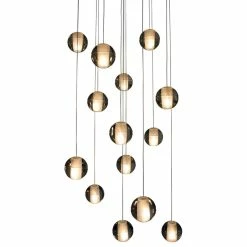 Best Pirce π LightUpMyHome Orion 14 Light Floating Glass Globe LED Chandelier, Brushed Nickel, Square Canop π