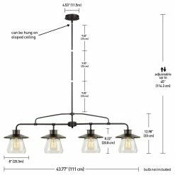 Best deal 🌟 Globe Electric Nate 4-Light Pendant, Oil Rubbed Bronze, Clear Glass Shades, 4-Light 🎁 -ceiling lighting store 02d1e1d10c819490 0158 w800 h800 b1 p0