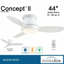 Outlet 🧨 Minka Aire Concept II 44 In. LED Indoor White Flush Mount Ceiling Fan 😉 -ceiling lighting store 0431ebb50272a8bd 1860 w800 h800 b0 p0