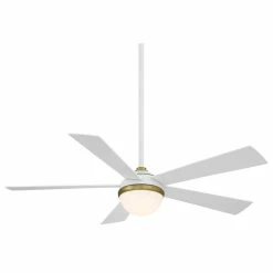 Cheapest β€οΈ WAC Lighting Eclipse Indoor/Outdoor 5-Blade Smart Ceiling Fan 54" Satin Brass/White, LED β