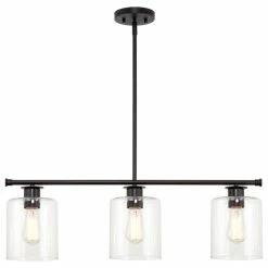 Cheap π Kira Home Sloane 31" Farmhouse Island Light, Glass Cylinder Shades, Adjustable π§¨