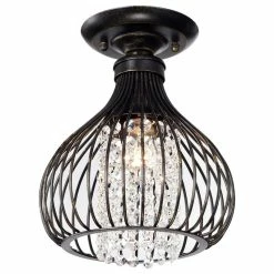Cheap 🎁 Edvivi Lighting 1-Light Antique Bronze And Crystal Bead Bell Shade Semi Flush Mount Glam 🌟 -ceiling lighting store 0a9194050d9228c1 5481 w800 h800 b1 p0