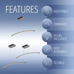 Top 10 🎉 JONATHAN Y Roxanna 41.5" Dimmable Adjustable Integrated Led Linear Pendant, Chrome 😍 -ceiling lighting store 0ac1d667037e3e47 6699 w800 h800 b0 p0
