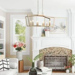 Brand new 🌟 NEWWORLDDECOR 8-light Lantern Boxy Linear Chandelier, Gold 🔥 -ceiling lighting store 0c41dffa0ed0e968 1115 w800 h800 b0 p0