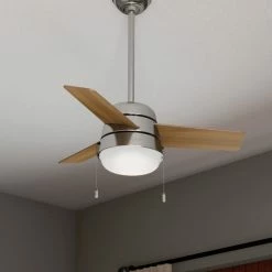 Cheap ⭐ Hunter Fan Company 36" Aker Brushed Nickel Ceiling Fan With Light 🎁 -ceiling lighting store 0ca1c91e0f8fc3c0 7530 w800 h800 b0 p0