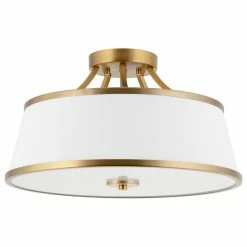 Cheapest 🌟 Kira Home Zoey 17.5" Ceiling Light, White Fabric Shade, Warm Brass 👍