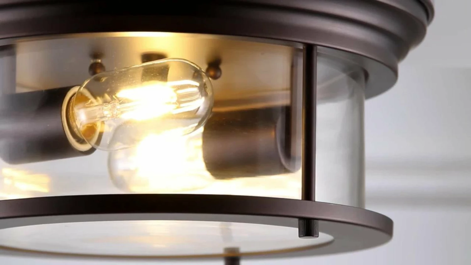 Best Sale 🛒 JONATHAN Y Lauren 13.25" Metal And Glass Led Flush Mount, Oil Rubbed Bronze/Clear 🎁 2 Best Sale 🛒 JONATHAN Y Lauren 13.25" Metal And Glass Led Flush Mount, Oil Rubbed Bronze/Clear 🎁 - Image 2