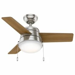 Cheap ⭐ Hunter Fan Company 36" Aker Brushed Nickel Ceiling Fan With Light 🎁