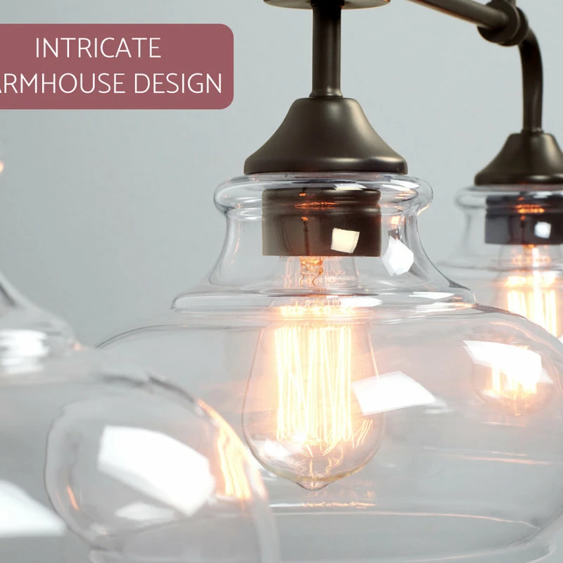 Best reviews of π Kira Home Harlow 37.5" Farmhouse Kitchen Island Light, Glass Shades, Adjustable π 4 Best reviews of π Kira Home Harlow 37.5" Farmhouse Kitchen Island Light, Glass Shades, Adjustable π - Image 4