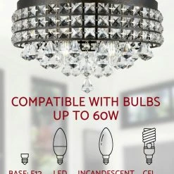 Deals 😍 Kira Home Gemma 15" Chic Flush Mount Crystal Chandelier, Round Metal Shade 👏 -ceiling lighting store 14e1b1eb00d11578 2715 w800 h800 b0 p0