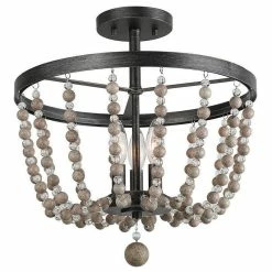 Cheap ❤️ LNC Lighting LNC 3-light Flush Mounts Ceiling Lights Distressed Wood Beads Black Finish Retro ✔️ -ceiling lighting store 17714da102ee46be 7316 w800 h800 b1 p0