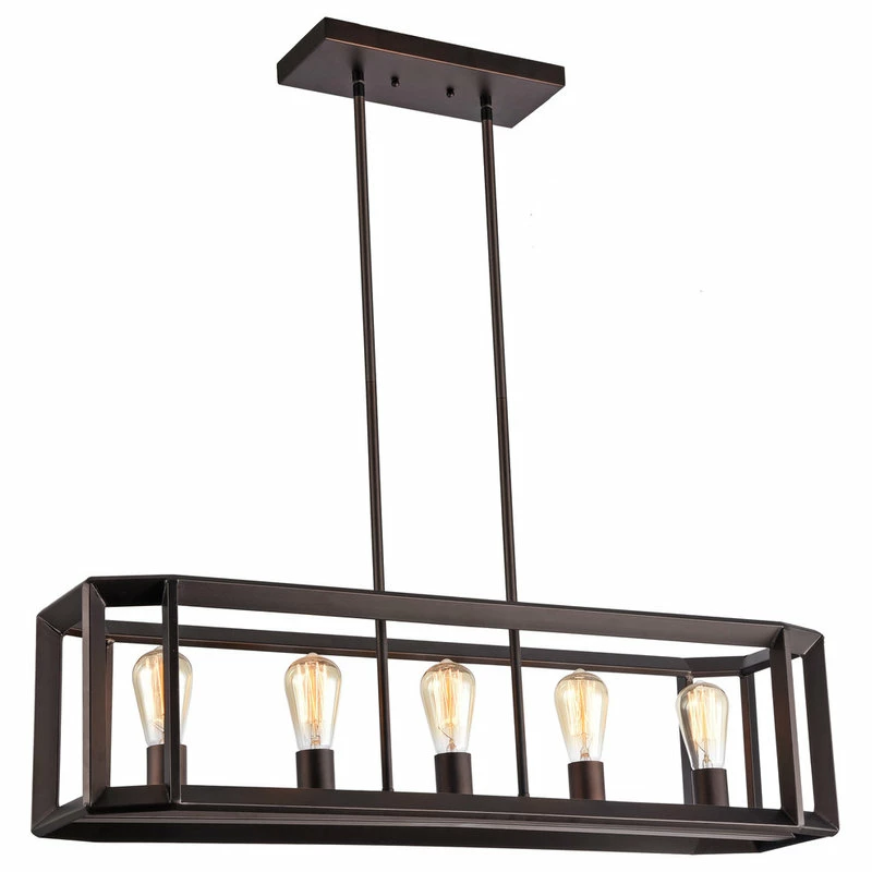 New 🌟 CHLOE Lighting, Inc. IRONCLAD, Industrial-style 5 Light Rubbed Bronze Ceiling Pendant, 34" Wide ✔️ 1 New 🌟 CHLOE Lighting, Inc. IRONCLAD, Industrial-style 5 Light Rubbed Bronze Ceiling Pendant, 34" Wide ✔️