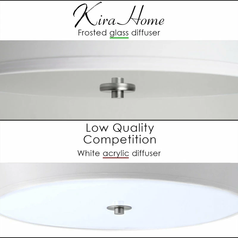 Best deal β Kira Home Walker 15" Flush Mount Ceiling Light, White Fabric Shade, Round Glass π 6 Best deal β Kira Home Walker 15" Flush Mount Ceiling Light, White Fabric Shade, Round Glass π - Image 6