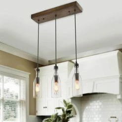 Hot Sale π₯° LALUZ Farmhouse 3-light Glass Pendants Kitchen Island Lights Transitional Lighting βοΈ