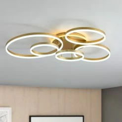 Promo 🌟 Aiwen 5 Light LED Semi-Flush Mount Light Modern Ring Ceiling Light, Gold ⭐ -ceiling lighting store 2131e22b01b1bb24 2048 w800 h800 b0 p0