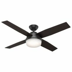 Deals π Hunter Fan Company 52" Dempsey Damp Matte Black Ceiling Fan With Light/Remote π