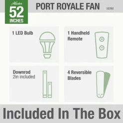 Promo 😀 Hunter Fan Company Hunter 52" Port Royale Matte Silver Ceiling Fan, LED Light Kit And Remote 🎁 -ceiling lighting store 22d118390f8fccd4 9893 w800 h800 b0 p0