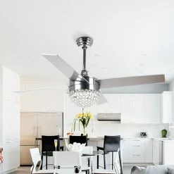 Promo ❤️ Whoselamp Crystal Modern Ceiling Fan With Remote Control, Chrome 👏 -ceiling lighting store 22f1bca80b8eb714 5420 w800 h800 b0 p0