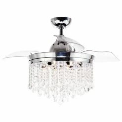 Hot Sale π₯° Whoselamp 42inAbella Modern Crystal Retractable Ceiling Fan With Lights And Remote Control π