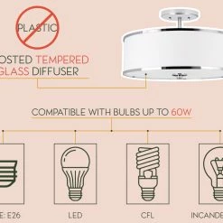 Best reviews of 💯 Kira Home Chloe 15" Retro Ceiling Light, White Drum Shade, LED Compatible, Round 🛒 -ceiling lighting store 2691b72200ca6c0d 8679 w800 h800 b0 p0