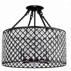 Deals ✨ Edvivi Lighting Marya 4-Light Oil Rubbed Bronze Beaded Drum Semi Flush Mount Crystal Chandelier 😀 -ceiling lighting store 2741fca608a1f5e0 3171 w800 h800 b1 p0