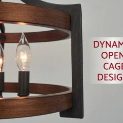 New 😉 Kira Home Woodrow 15" Farmhouse Semi Flush Convertible Pendant Light, Wood Style 👍 -ceiling lighting store 28912ae500c3d7ae 8658 w800 h800 b0 p0