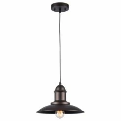 Buy β CHLOE Lighting, Inc. Ironclad Industrial-Style 1-Light Rubbed Bronze Ceiling Mini Pendant, 12" Wide π