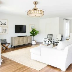 Flash Sale ✔️ Bella Depot 42" Gold Crystal Retractable Ceiling Fan With LED Light And Remote, French Gold ✨ -ceiling lighting store 2a61716303734c1b 5522 w800 h800 b0 p0