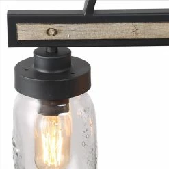 Brand new 🧨 LNC Lighting LNC 4-Light Farmhouse Matte Black Linear Mason Jar Metal Chandelier ❤️ -ceiling lighting store 2da1237300daece7 9952 w800 h800 b0 p0