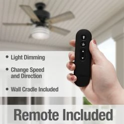 Hot Sale 👏 Hunter Fan Company Cedar Key Matte Black Ceiling Fan With Light/Remote, 44" ❤️ -ceiling lighting store 2dd17e9b0f8fd2a3 9919 w800 h800 b0 p0