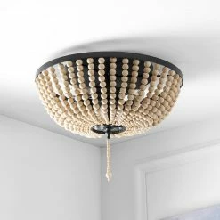 Discount ⭐ JONATHAN Y Allison Wood Beaded LED Flush Mount, Antique Gold, Cream, 15", Oil Rubbed Bronze ⭐ -ceiling lighting store 2ec18ff90f7630c1 6030 w800 h800 b0 p0