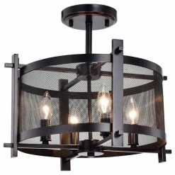 Cheap π Edvivi Lighting Aludra 4-Light Oil Rubbed Bronze Metal Mesh Shade Semi Flush Mount Chandelier π