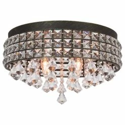 Deals 😍 Kira Home Gemma 15" Chic Flush Mount Crystal Chandelier, Round Metal Shade 👏 -ceiling lighting store 3101197a0a500b6f 2715 w800 h800 b1 p0