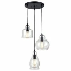 Outlet π Ecopower Light LLC Vintage Kitchen Linear Island Glass Chandelier Pendant Lighting Fixture, 3 Light β
