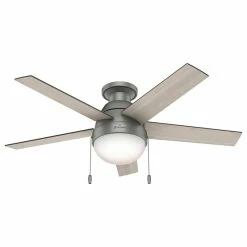 Flash Sale β¨ Hunter Fan Company 46" Anslee Low Profile Ceiling Fan With Light, Light Gray O βοΈ