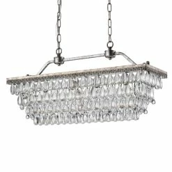 Budget 🔥 Edvivi Lighting 9Th Avenue 4-Light Antique Sliver Rectangular Crystal Chandelier 🧨