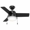 Cheapest 🔔 Hunter Fan Company 36" Aker Matte Black Ceiling Fan With Light 🧨