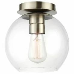 Deals 🔔 Globe Electric Vivienne 1-Light Brass Flush Mount Ceiling Light With Clear Glass Shade ✨ -ceiling lighting store 3611783401819f12 0870 w800 h800 b1 p0