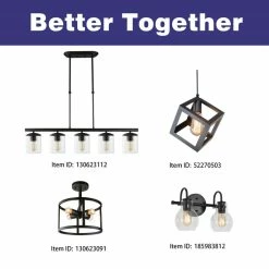 Outlet 🤩 LNC Lighting LNC 5-Light Industrial Matte Black And Linear Pendant Light For Kitchen Isalnd 😀 -ceiling lighting store 36a1641703350817 5599 w800 h800 b0 p0