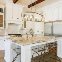 Brand new 🌟 NEWWORLDDECOR 8-light Lantern Boxy Linear Chandelier, Gold 🔥 -ceiling lighting store 3921a8930ed0e95e 1115 w800 h800 b0 p0