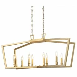 Brand new 🌟 NEWWORLDDECOR 8-light Lantern Boxy Linear Chandelier, Gold 🔥