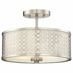 Budget 🥰 Helmsman Lighting Works 2-Light Semi-Flush Mount, Brushed Nickel ⌛