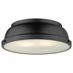 Budget ❤️ Golden Lighting Duncan 14" Flush Mount, Black With Matte Black Shade 👍
