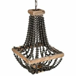 Buy 👍 CREATIVE CO-OP Metal Framed Chandelier With Wood Bead Draping, Black ⭐ -ceiling lighting store 3f51feb20ea2df15 8280 w800 h800 b1 p0