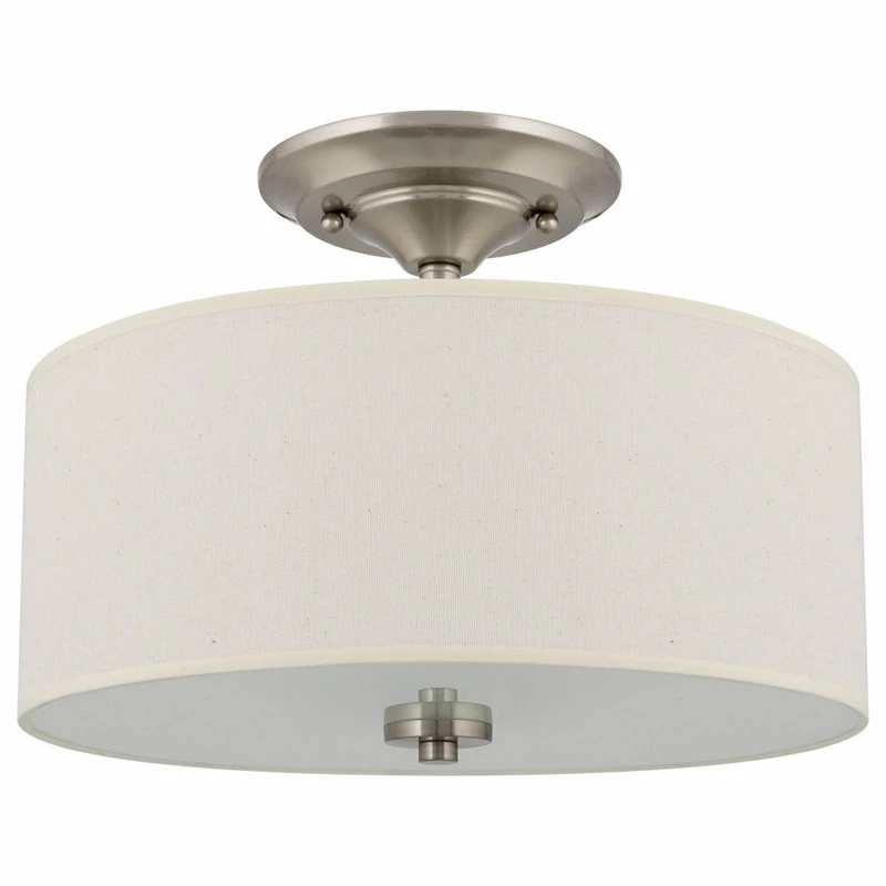 Deals 🛒 Kira Home Addison 13" Ceiling Light, Off-White Fabric Drum Shade, Brushed Nickel 🎉 2 Deals 🛒 Kira Home Addison 13" Ceiling Light, Off-White Fabric Drum Shade, Brushed Nickel 🎉 - Image 2
