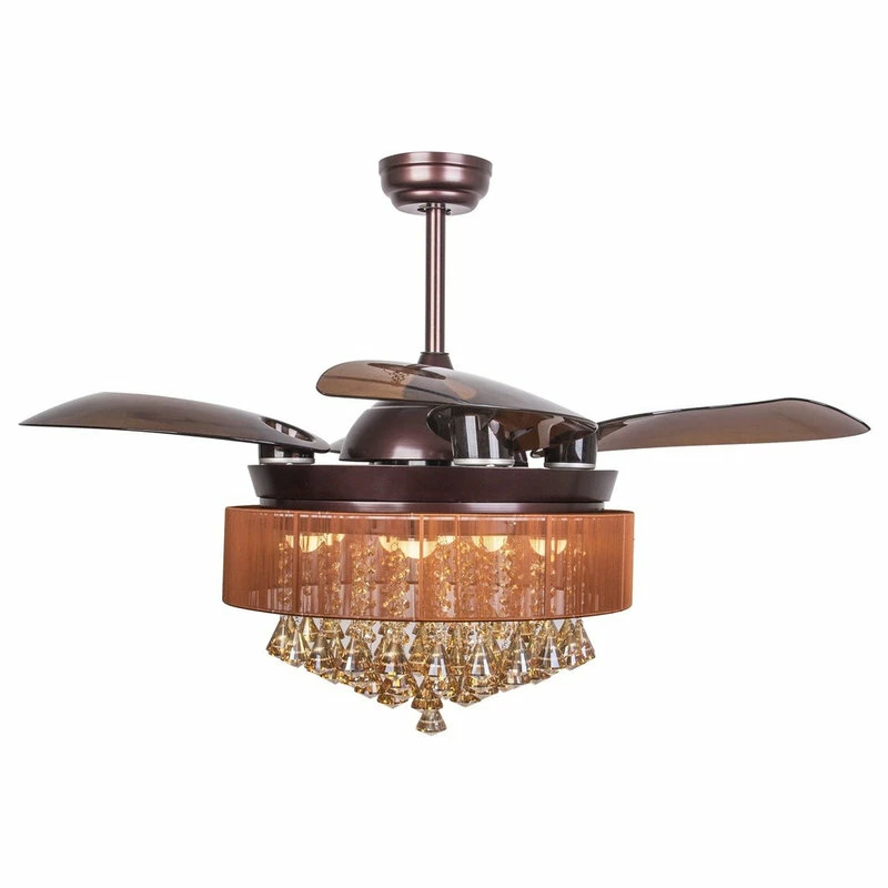 Wholesale 😉 ParrotUncle Crystal Led Ceiling Fan With Foldable Blades, Coffee Brown 🔥 5 Wholesale 😉 ParrotUncle Crystal Led Ceiling Fan With Foldable Blades, Coffee Brown 🔥 - Image 5