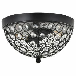 New 🌟 Elegant Furniture & Lighting Chrome Finish 2-Light Flush Mount, Matte Black, 10"x5.6" 🛒 -ceiling lighting store 47513e1b0c70601e 1497 w800 h800 b1 p0