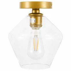 Cheap 🤩 Elegant Furniture & Lighting Brass Finish And Clear Glass 1-Light Flush Mount, Brass, Clear 😍 -ceiling lighting store 48e153220c705558 1524 w800 h800 b1 p0