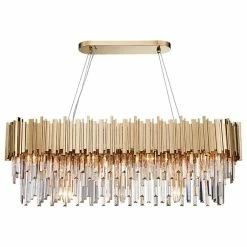 Best Sale 🛒 Morsale.com Gio Gold Plated Kitchen Island Lighting Fixture, Length 47" ⭐